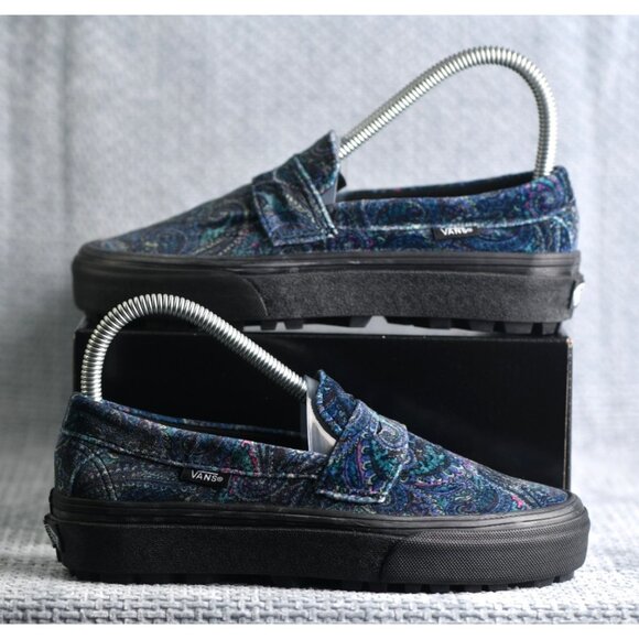 New! Size: 4.5 Men/6 Women | VANS Style 53 Velvet Shoes Paisley | Blue Color - Picture 1 of 14